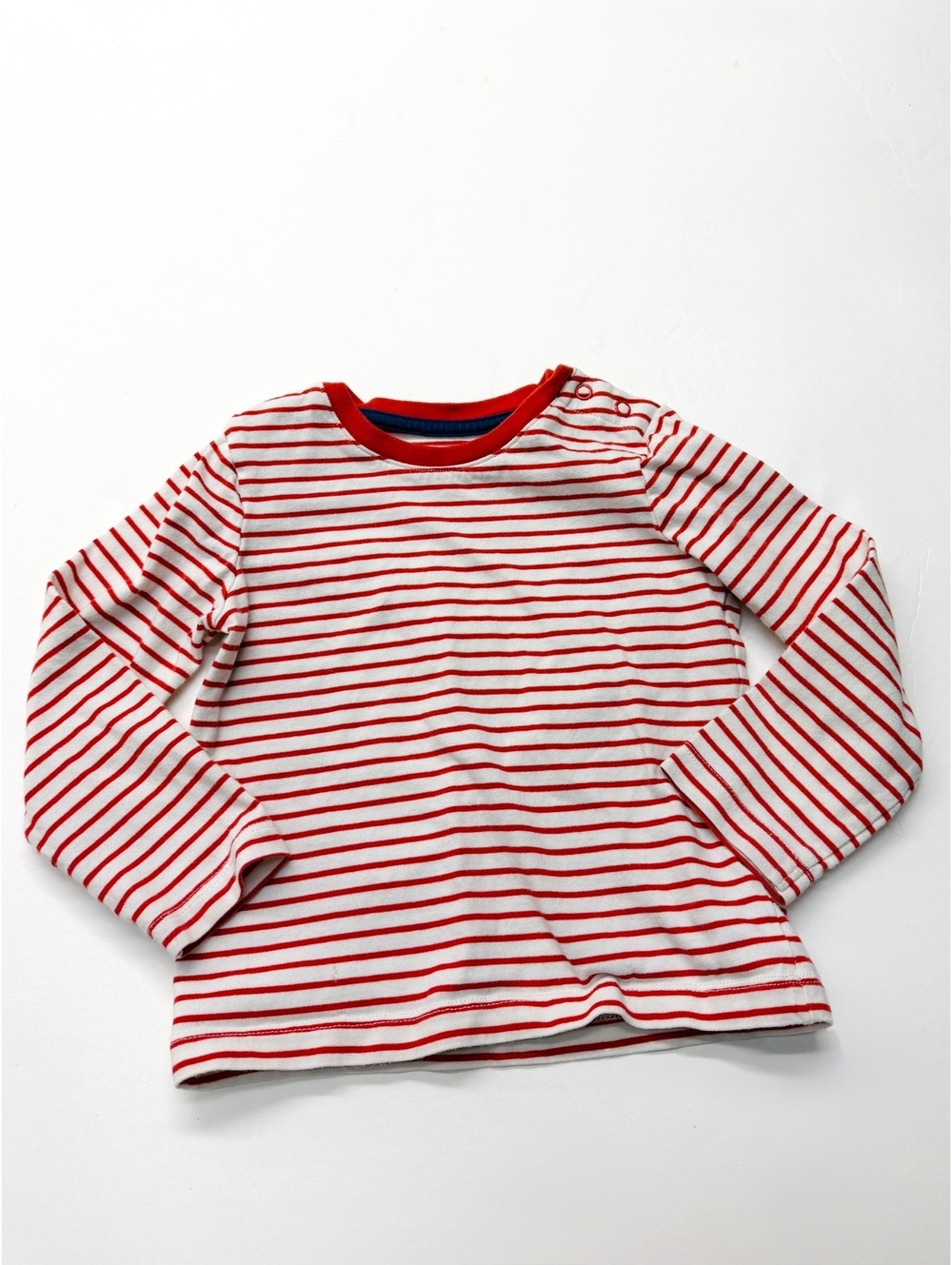 Baby Mini Boden Boys Red White Striped Long Sleeve Shirt 18-24 Months
